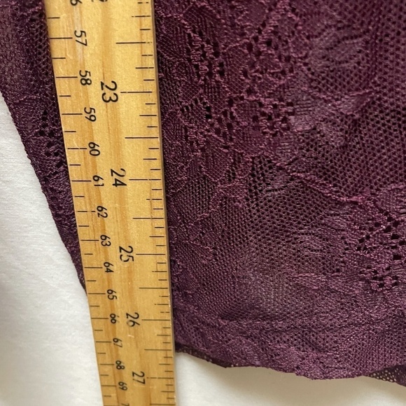 Kismet Womens Burgundy Lace Long Sleeve Blouse Pullover Size Large - Picture 7 of 10